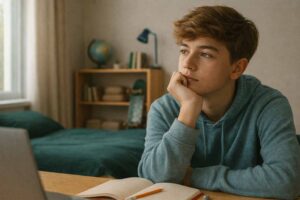 Adolescente com olhar distante com TDAH